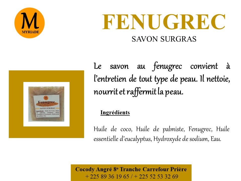 Savon Au Fenugrec Bio 80g - 100% Naturel, Pour Corps, Visage Et Cheveux